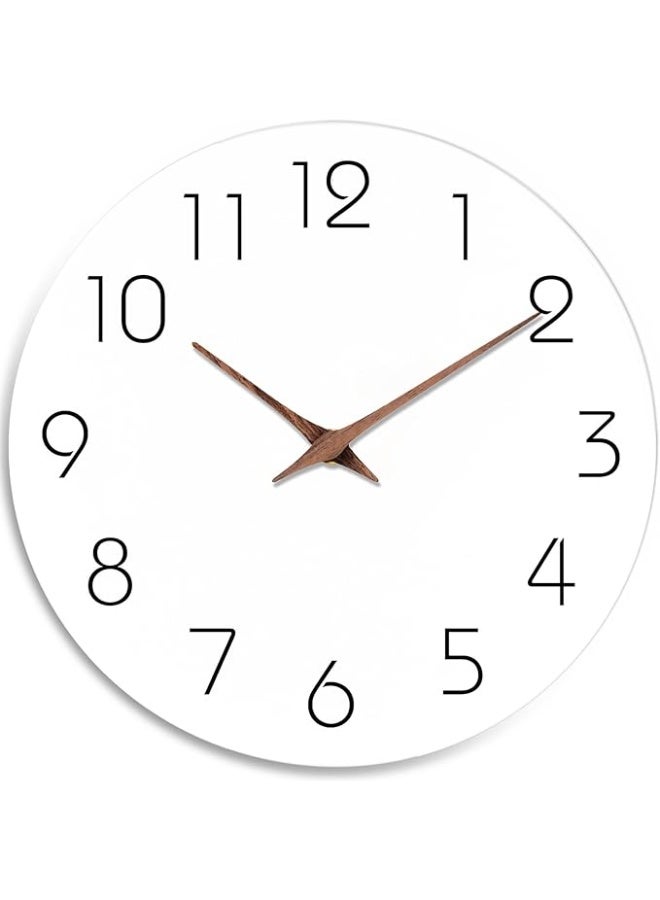 Wall Clock 12 Inch Silent Non Ticking Wood Wall Clocks Battery Operated - Wooden White Modern Office Simple Minimalist Clock Decorative for Kitchen,Home,Bathroom,Living Room(12" White) - Image 1